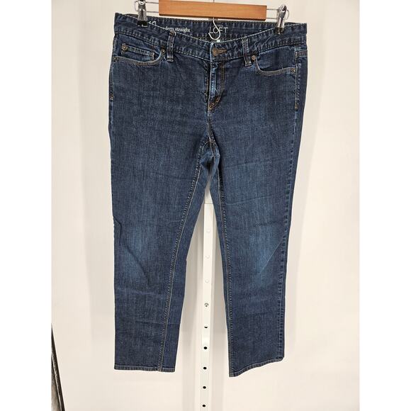 Ann Taylor LOFT Women's Blue Mid Rise Modern Straight Casual Jeans Size 34 - Picture 1 of 4